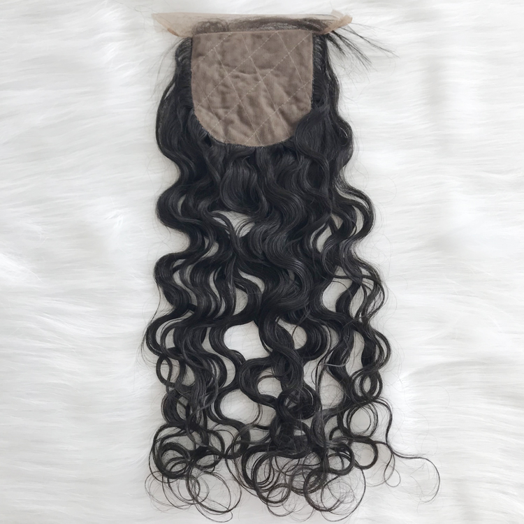 Unprocessed virgin raw Indian human hair silk top closure natural wave YJ294